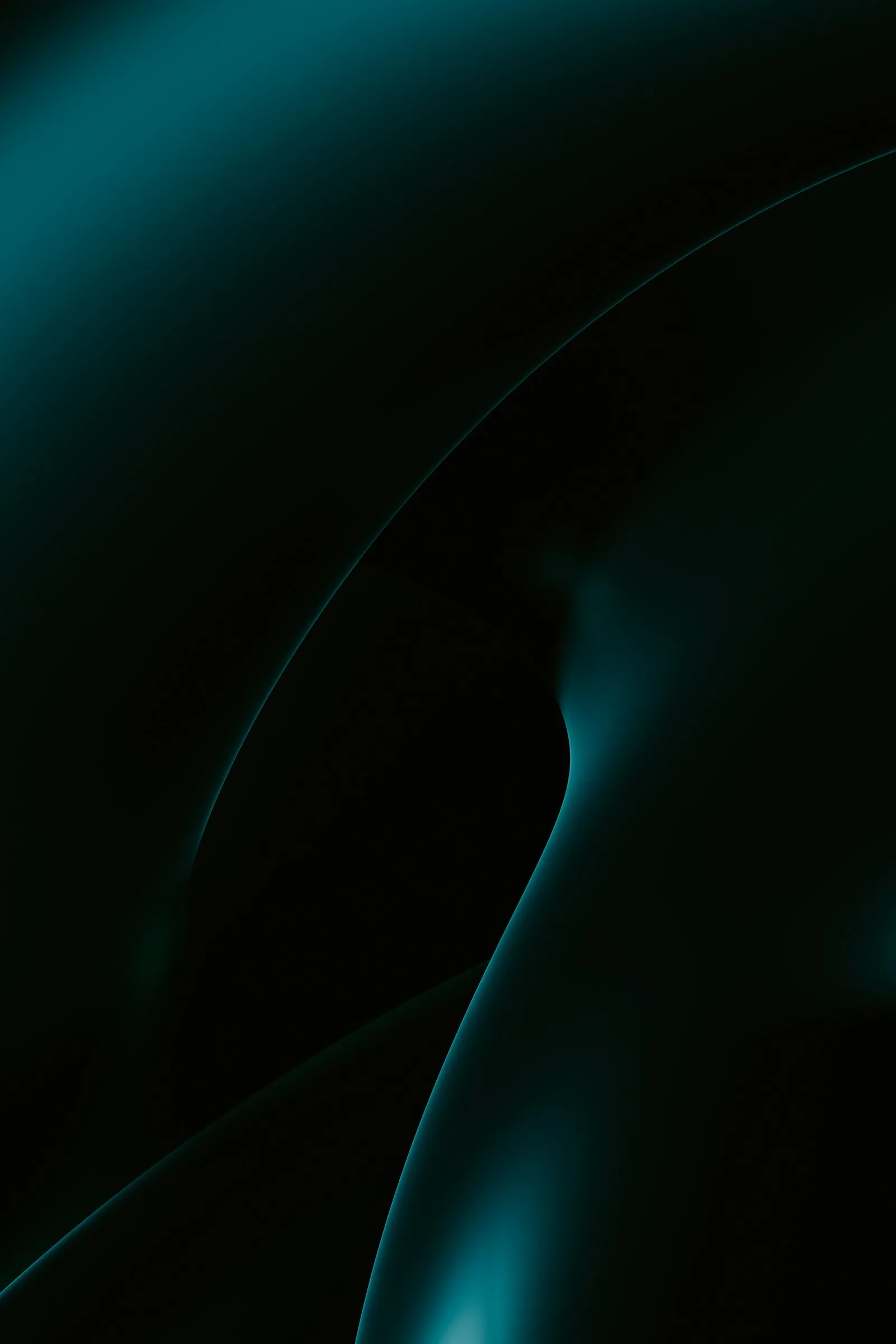 Courbes lumineuses teal sur fond sombre